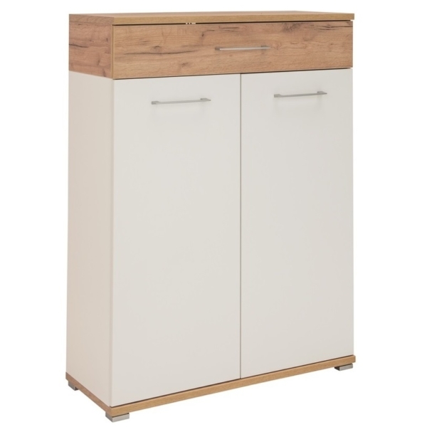 Schoenenkast Topix 118 cm hoog - Wit met Navarra eiken