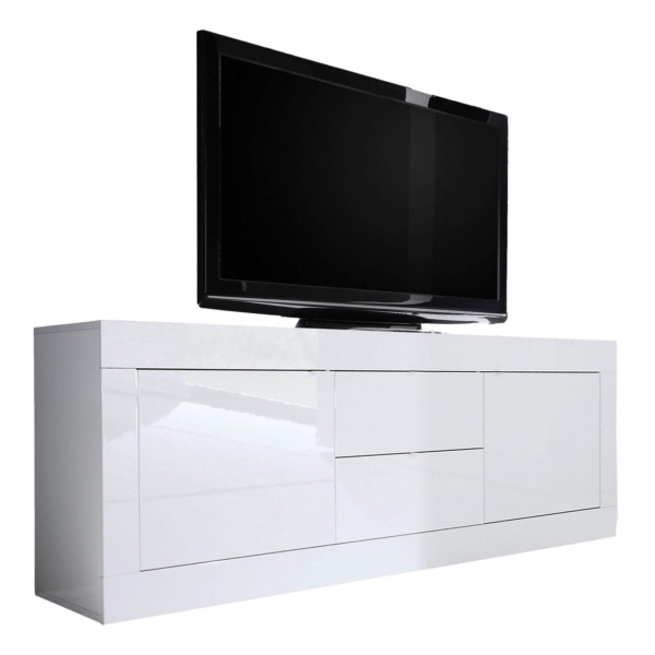 Tv-meubel Basic 210 cm breed in hoogglans wit