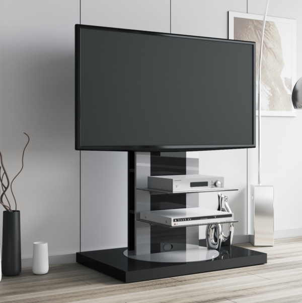 Tv-meubel Roma 2 van 126 cm hoog in hoogglans zwart