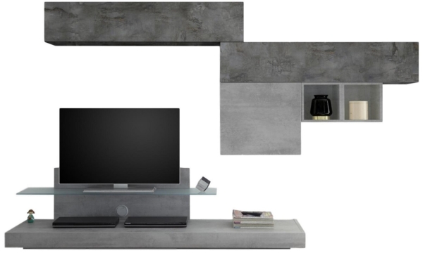 TV-wandmeubel set Mistro in grijs beton met Oxid