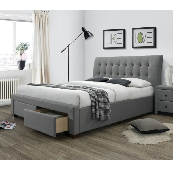 Tweepersoonsbed Percy 160x200cm in grijs