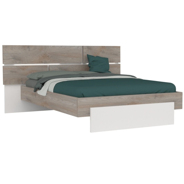 Tweepersoonsbed Prado 140x190cm in endgrain eiken met mat wit