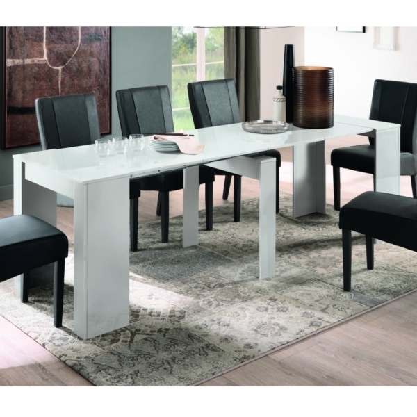 Uitschuifbare eettafel Console hoogglans wit