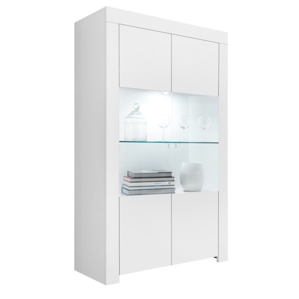 Vitrinekast Firenze 186 cm hoog in mat wit