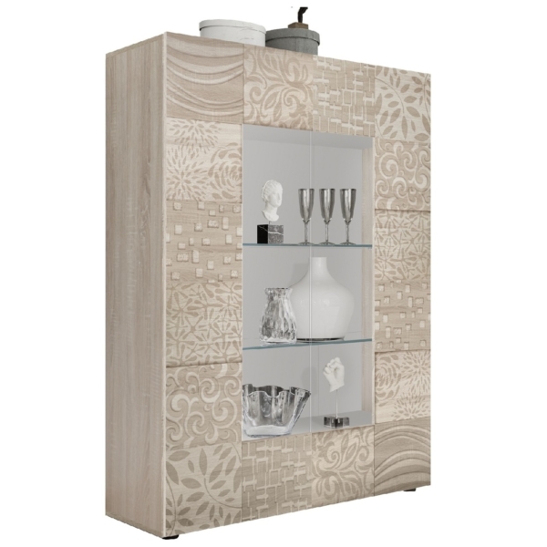 Vitrinekast Miro 121 cm breed in sonoma eiken