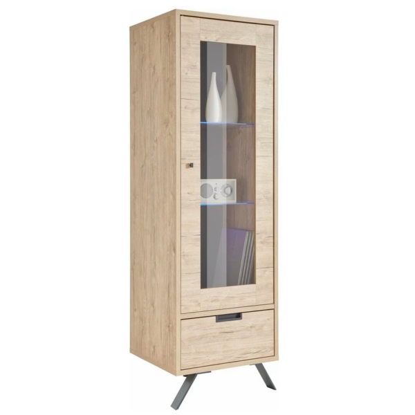 Vitrinekast Palma 56x177 cm 1D in sherwood oak