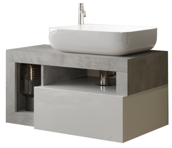 Vrijhangende wastafel hamburg beton 79 cm breed met waskom