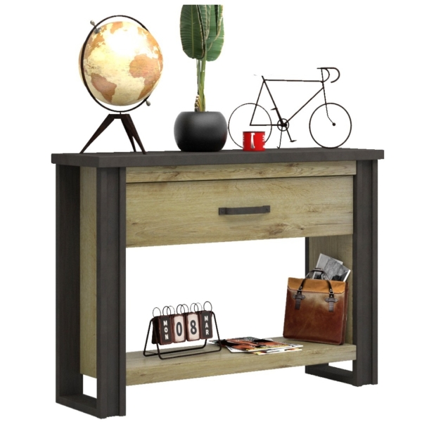 Wandtafel Baxter 119 cm breed eiken met antraciet