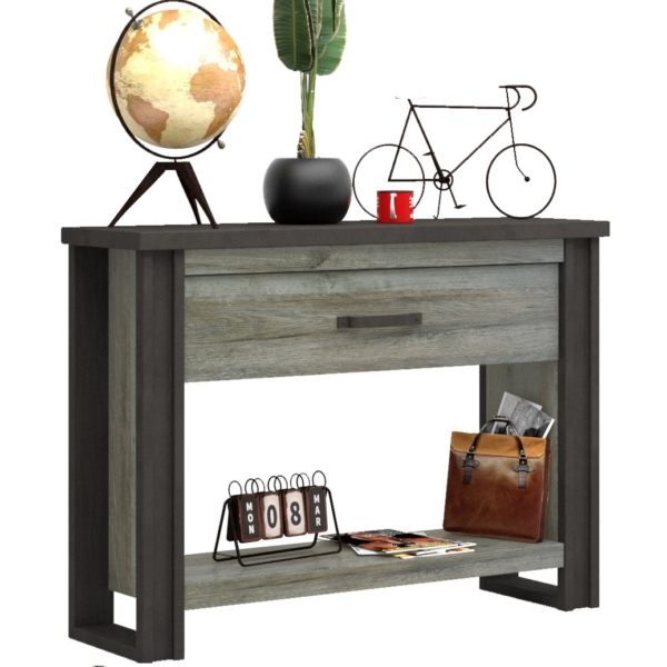 Wandtafel Baxter 119 cm breed grijs eiken met antraciet