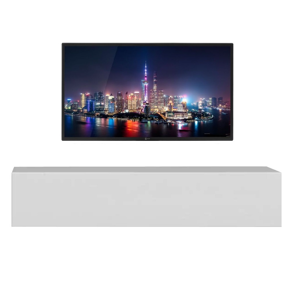 Zwevend Tv-meubel Tesla 138 cm breed hoogglans wit